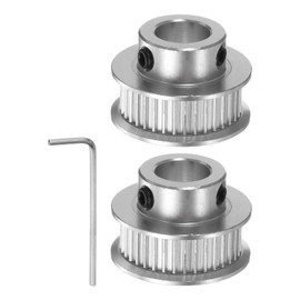 sourcing map 2pcs 2GT Timing Pulley 36 Teeth 10mm Bore 25.5mm Dia. Aluminum Timing Belt Pulley with Hex Wrench for 6mm Width Belt 3D Printer CNC Machine Accessories, Silver Tone