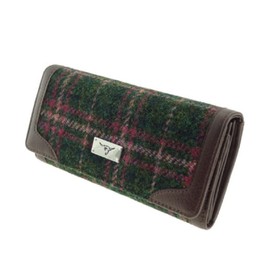 Glen Appin of Scotland LB2000 Harris Tweed Women's Bute Folding Purse, Col 107 Green Plum Check, One Size, Col 107 Green Plum Check, purse