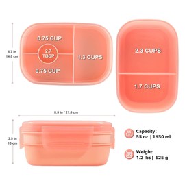 Uandhome Bento Box Adult Lunch Box ，72oz Stackable Bento Lunch Box for Adults, 3 Layers Bento Lunch Containers Leak-Proof Lunchbox with Utensil Sauce Dressing Containers for Dining Out,Work (Pink)