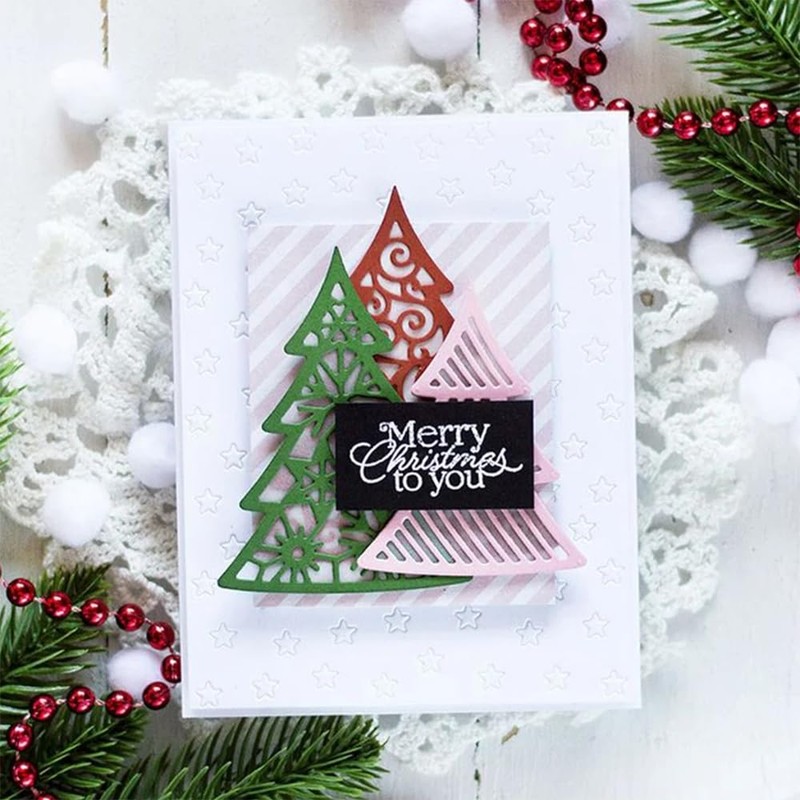 3Pcs Christmas Tree Dies Metal Die Cuts, 3Pcs Christmas Tree
