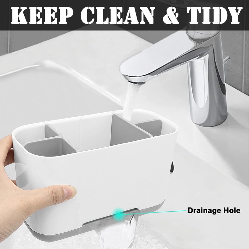 Toothbrush Holder with Anti-Slip,Plastic Detachable for Easy Cleaning Multi-Functional Storage,Large