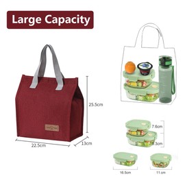 June tech Lunch Bag Insulated Tote Bag for Women Men Resuable Cooler Bag Tote Bag for Kids Adults Thermal Cooler Bag for Work School Picnic Travel (Burgundy)