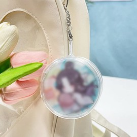 YUYAKESHI Can Badge Cover, Pain Bag, Transparent, Can Batch, Double-Sided Storage, Display, Goods Cover, Zippered Pouch, Includes Key Chain (For 2.6 inches (65 mm), 1 Piece