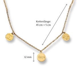 Personalisierte Familienkette als Geschenk für Frauen | zur Geburt | zur Hochzeit | für die Freundin | für Mama (Gold)