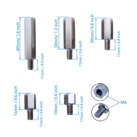 10 Pcs Stainless Steel Single Head Stud Hex Standoff Spacers Male to Female Thread 10mm 15mm 20mm 30mm 40mm M6 x M6 for PCB Hexagonal Fasteners Hardware Accessories
