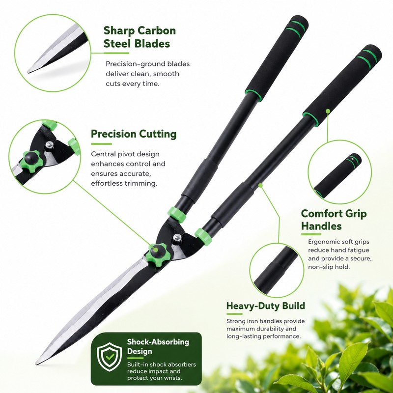 29.9" Hedge Shears for Garden Trimming – Carbon Steel Blade