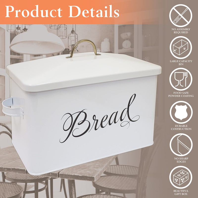Better Kitchen Products Classic Metal Bread Box with Side Handles,