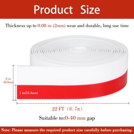 Hokimder Weather Stripping, 2 Inch x 22 FT Door Seal, Draft Stopper, Silicone Strip for Under Bottom, Glass Shower, Sliding Door and Window (White)