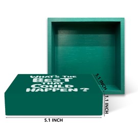 Affirmations Office Quote Home Accessories Decor Rustic Wooden Box Sign Desk Decor for Family Friend Table Shelf Wall Living Room Bathroom Farmhouse Office Wood Block Plaque Box Sign, Green