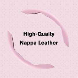 Amiss Car Nappa Leather Steering Wheel Cover, Segmented Steering Wheel Protector, Universal 99% Car Wheel Cover Protector (Pink)
