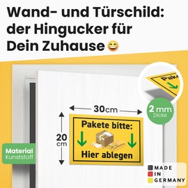 DankeDir! Pakete bitte hier abgen - Sign 30 x 20 cm - Note Parcel Messengers Postman Delivery Driver - Sign Parcel Shipments Dispatch - Parking Permit Shipments Deliveries