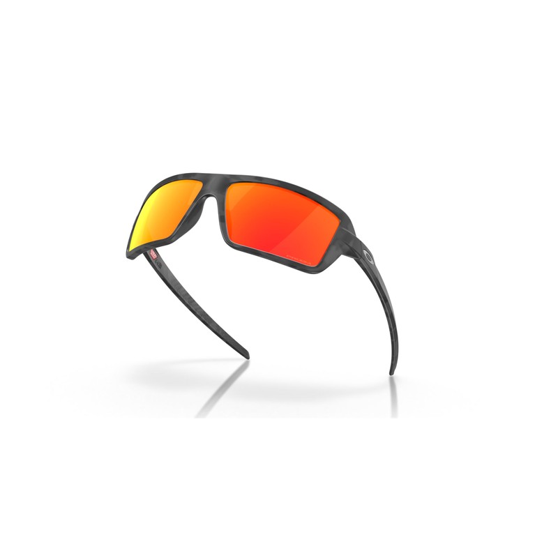 Oakley Men's OO9129 Cables Rectangular Sunglasses, Black Camo/Prizm Ruby, 63