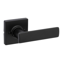 Kwikset Breton Dummy Door Handle, Single Sided Lever for Closets, French Double Doors, and Pantry, Matte Black Non-Turning Reversible Interior Push/Pull Lever, with Microban Protection