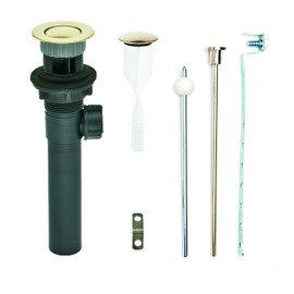 PF WaterWorks PF0324-PB-GR Never Clog Sink/Lavatory, Gray ABS ClogFREE Universal Pop-Up Drain Assembly-Easy Remove Magnetic Stopper-Polished Brass (Grey Body with Overflow)