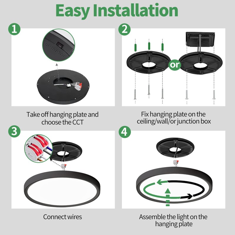 12 Inch LED Flush Mount Ceiling Light 6PK, 24W, 2520LM,