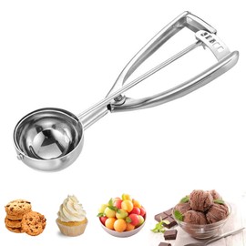 Micacorn Ice Cream Scoops with Easy Trigger, 6.3cm Heavy Duty Icecream Scoop 304 Stainless Steel Scoop Baking Scoopers Melon Baller Scoop for Fruit, Ice Cream, Mashed Food
