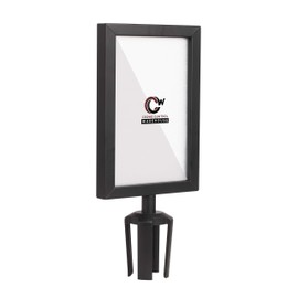 Crowd Control Warehouse Stanchion Post Top Sign Frame, 7 x 11 Inch Vertical Black Steel