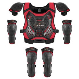 Kids Dirt Bike Gear Armor Vest Suit, Motorcycle Chest Protector with Knee Elbow Pads, Youth Riding Protective Gear for Motocross Cycling Skating Ski Off-Road