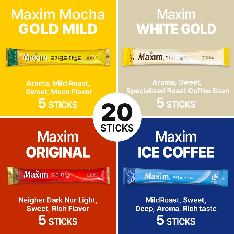 CUTIE MANGO Maxim & Ice Coffee Mix 20 Sticks |