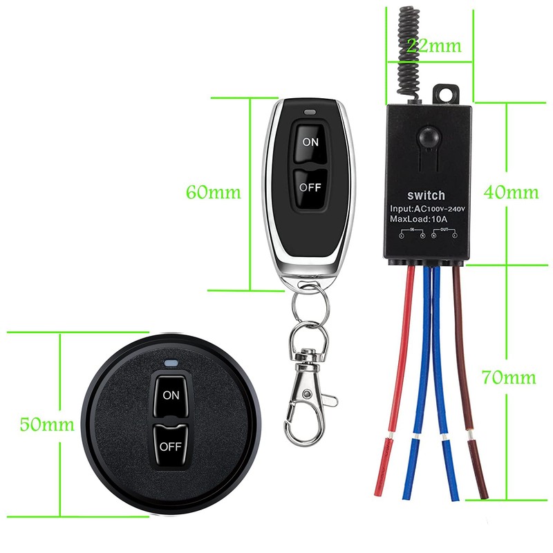 Meskliu Wireless Light Switch & Receiver Kit - Mini Remote
