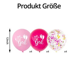 DazzJoy Its a Girl Ballon Rosa, Baby Shower Deko Girl Ballons, Its a Girl Deko Luftballons mit Konfetti Ballons, Babyparty Deko Mädchen Luftballon, Baby Girl Ballon für Gender Reveal Party Dekoration