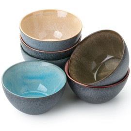 Brew To A Tea BTaT- Cereal Bowls, 29 Oz, 6 Pack, Colorful Bowl Set, Ceramic Bowls, Microwave Safe Bowls, Snack Bowls, Microwave Oatmeal Bowl, Cereal bowl, Dessert Bowls