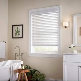White Cordless Room Darkening 2 in. Faux Wood Blind for Window - 25 in. W x 84 in. L
