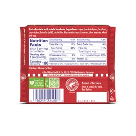 Ritter Sport Chocolate Bars with Nuts (Dark Chocolate with Hazelnuts, 3.5 Ounce (Pack of 10))