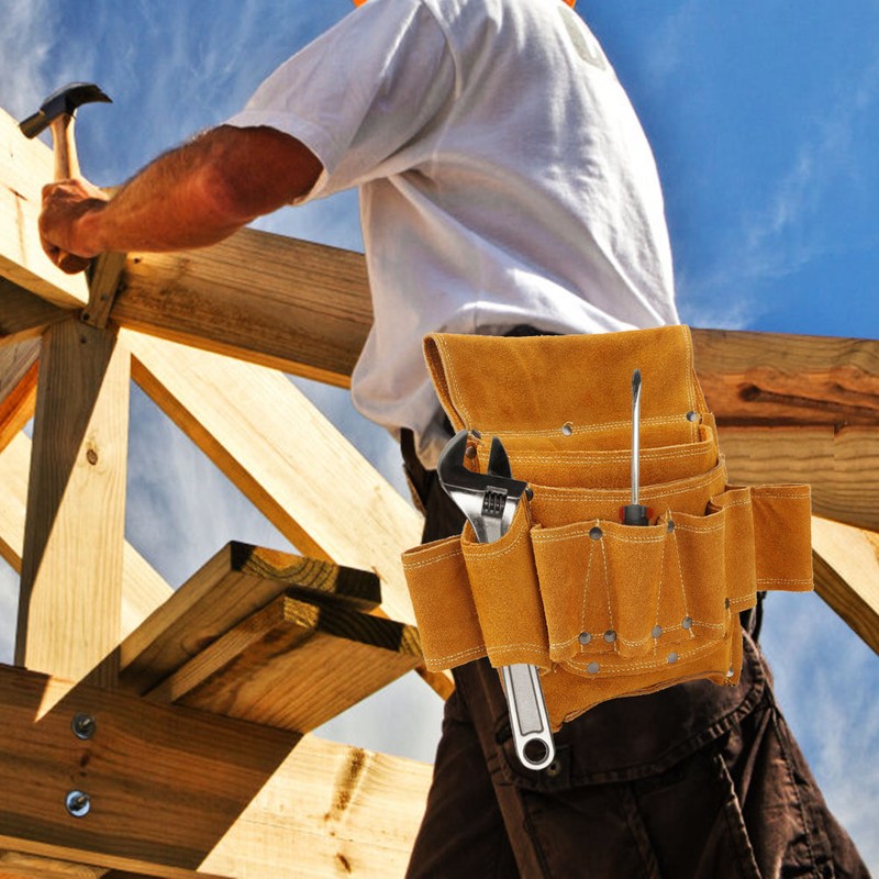 Tool Waist Bag Multifunctional Yellow Cowhide Electrician Hardware Tool Storage