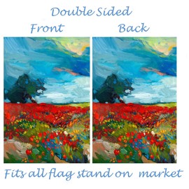 ShineSnow Watercolor Spring Floral Flower Fields Nature Farm Landscape Abstract Garden Yard Flag 12"x 18" Double Sided Polyester Welcome House Flag Banners for Patio Lawn Outdoor Home Decor