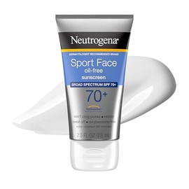Neutrogena - Protector solar en locin sin aceite para rostro deportivo con SPF 70 de amplio espectro, protector solar activo resistente al sudor y al 