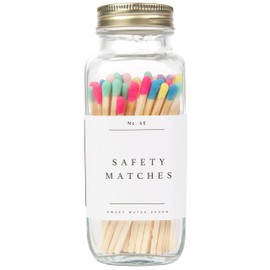 Sweet Water Decor 4" Rainbow Safety Matches - Glass Jar with Gold Lid | Approx. 60 Matches | Matchsticks | Home Decor | Candle Accessories | Apothecary Jars for Fireplace | Housewarming Gift