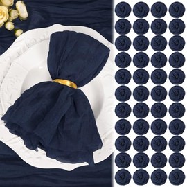 Paquete de 60 servilletas de gasa rústica de 20 x 20 pulgadas, color azul marino, servilletas de tela de queso, bohemias, lavables, para bodas, fiestas, fiestas de novia, baby shower, decoración de