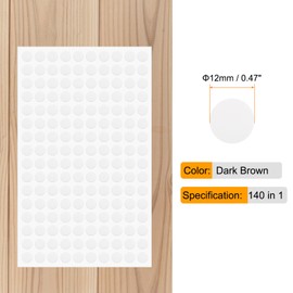 HARFINGTON 2 Sheets Screw Hole Covers Stickers 12mm 140 in 1 Self Adhesive Screw Covers Caps Waterproof Dustproof Sticker PVC for Wall Cabinets Desk Screws Furniture Repairing, White