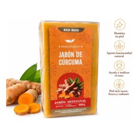 Jabón Vegano Shanatural's Cúrcuma Antibacterial e Hipoalergénico 100g