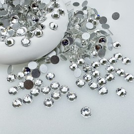 288Pcs SS30 Flatback Rhinestones for Crafts Bulk Clear-Crystals White Craft Gems Jewels Glass Diamonds Stone 6.5mm-Silver Gems for Dance Costumes Clothes Shoes Tumblers Bags DIY Wholesale HINABTRU