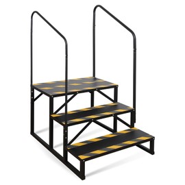 Kinchoix 3 Step RV Stairs, Hot Tub Steps, Outdoor Spa Step Ladder with Double Handrail,Portable Economy 5th Wheel Stair for Travel Trailer, Motor Home, Camper and Porch with Non-Skid Tapes