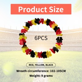 MniimaLuxe Pack of 6 Hawaii Necklaces Germany, Germany Fan Item Flower Chain for Football Party Decoration and German National Holiday Decoration, Germany Decoration, Germany Flag Garlands Black Red