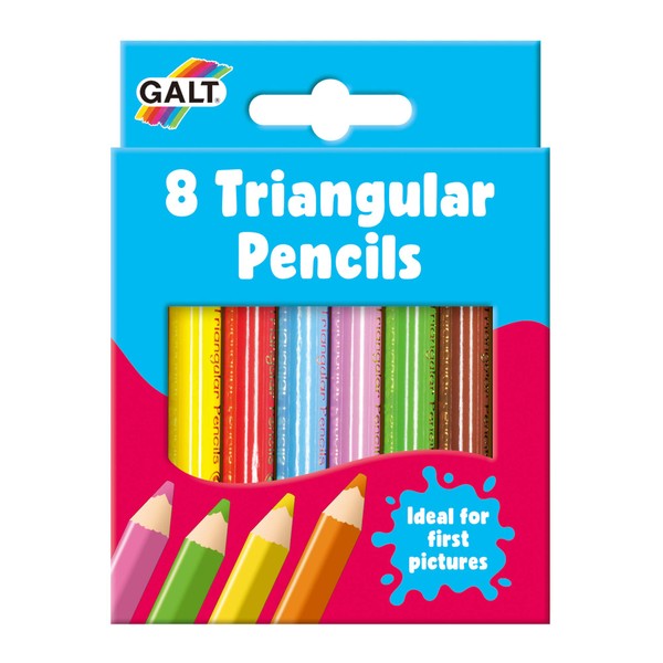 Galt Toys, 8 Triangular Pencils, Triangular Pencils For Children, Ages 3 Years Plus
