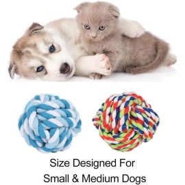 Awgusu Dog Rope Ball 2Pack - Medium Breeds Knot Ball Rope Toys for Puppies to Medium Do