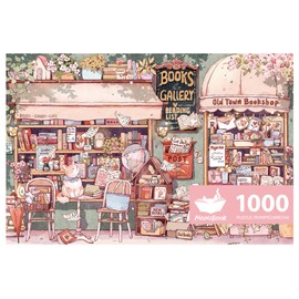 MOMIBOOK Puzzles for Adults 1000 Pieces Jigsaw Puzzles of Flowers in Pages, Painting Image Bookstore Bookshop Difficult Challenging Hard Impossible Puzzle Unique Funny Party Christmas Birthday Gifts
