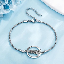 UCADRIT St Dymphna Bracelet 925 Sterling Silver Saint Dymphna Pendant Catholic Mother's Day Jewelry for Women Mom