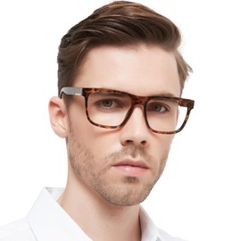 OCCI CHIARI Large Square Reading Glasses for Men 200 Strength Stylish Design Readers 1.0 1.5 2.0 2.5 3.0 3.5 4.0 5.0 6.0 (Tortoise)