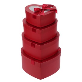 Heart Shaped Boxes for Flower Arrangements Red Heart Boxes for Flowers Set of 4 Nesting Gift Boxes with Clear Lids for Present, Valentine's Day, Mother's Day, Bridesmaid, Proposal, Wedding, Birthday