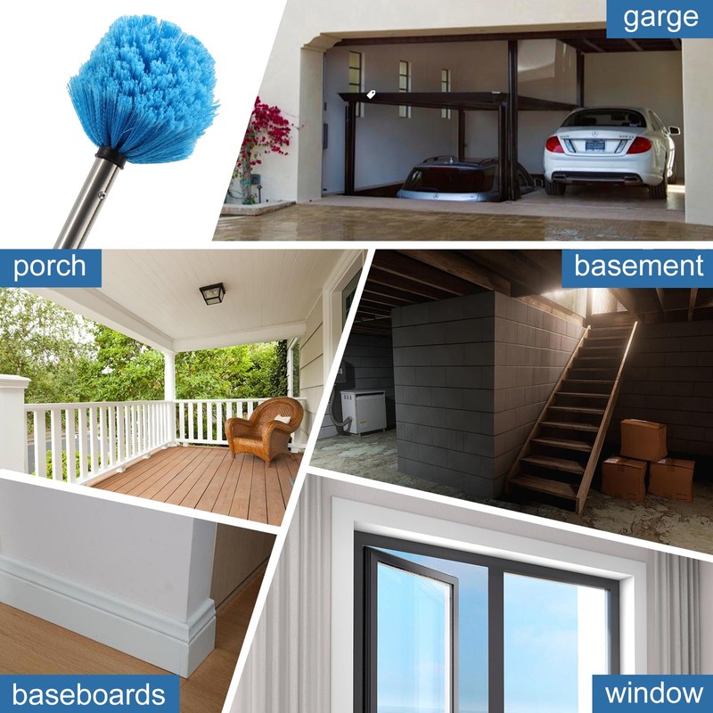 Cobweb Duster with Extension Pole, 6FT Adjustable Stainless Steel Handle