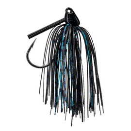 BUCKEYE LURES The Thump Flipping Jig for Heavy Cover Fishing - Skirted Snag-Free Design with Precision Weed Guard & Secure Bait Keeper - 3/8 oz, Black & Blue