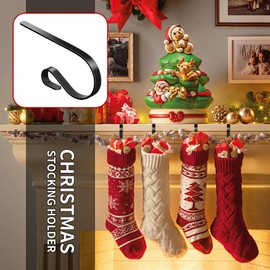 Efocakiox 5Pack Christmas Stocking Holders with Protective Pads for Fireplace Mantle, Christmas Stocking Hooks for Christmas Stockings Filled with Gifts, Xmas Party Decoration Supplies