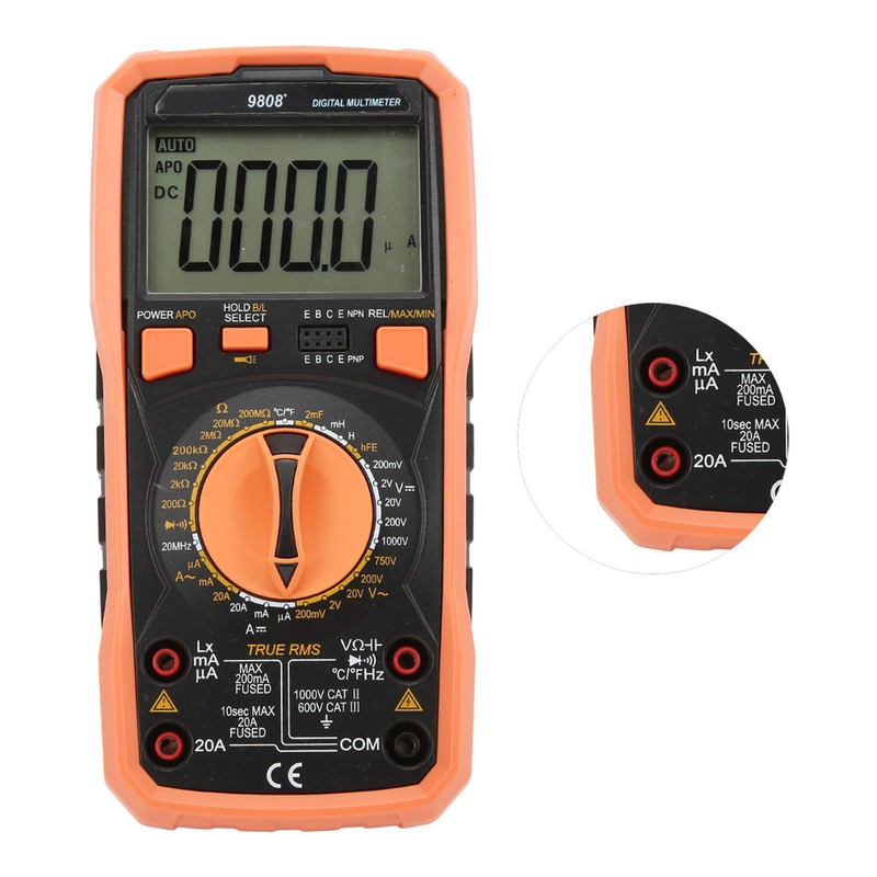 9808+ High Accuracy Digital Multimeter Multifunctional Electrical Tester Measuring AC