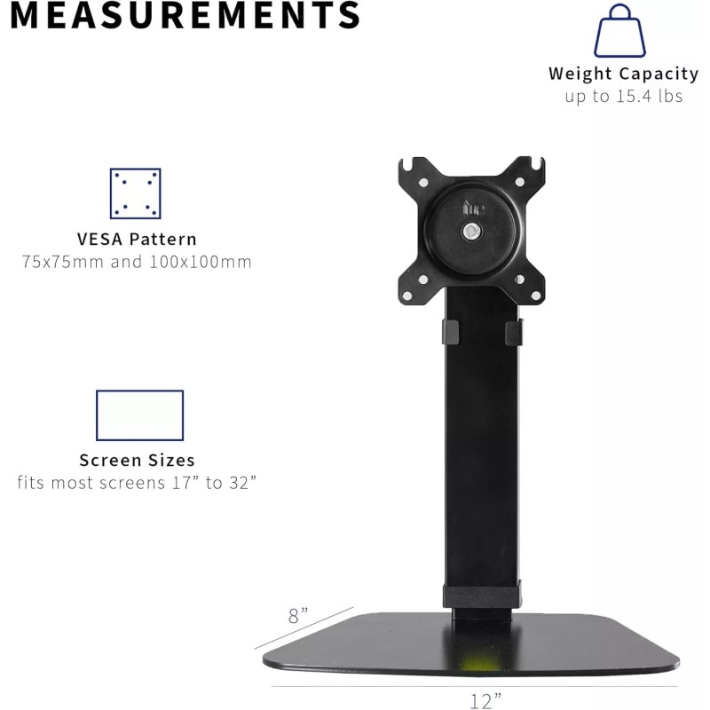VIVO Pneumatic Free Standing Single Monitor Desk Stand, STAND-V001V, Up