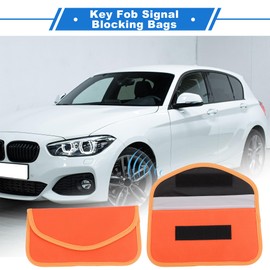 VekAuto 2 Pcs, Faraday Pouch, RFID Signal Blocking Bags Universal for Car Key Keyless Car Starter, Key Fob Protector Oxford Cloth Orange